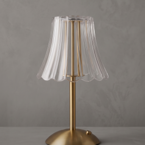Modern white petal-shaped rechargeable table lamp for bedroom decor
